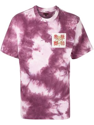 CLOT dragon-patch tie-dye T-shirt - Purple