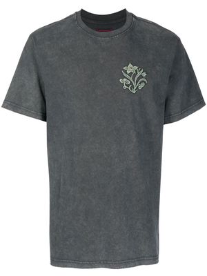 CLOT floral-embroidered short-sleeve T-shirt - Grey