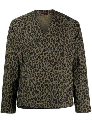 CLOT leopard-print cotton-blend kimono - Neutrals