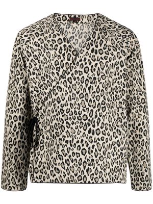 CLOT leopard-print V-neck shirt - Green