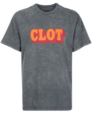 CLOT logo-print acid wash T-shirt - Grey