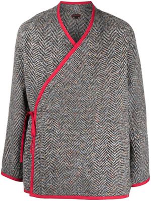 CLOT wraparound tweed cardigan - Grey