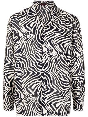 CLOT zebra-print patch-pocket shirt - Black