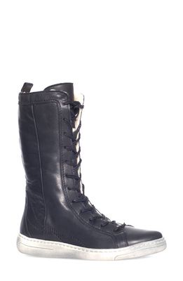 CLOUD Frances Faux Fur & Wool Lined High Top Boot in Black Velvet