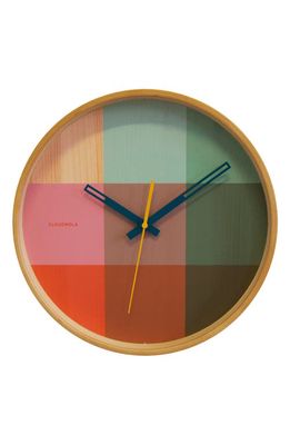 CLOUDNOLA Riso Wooden Wall Clock in Green/Pink
