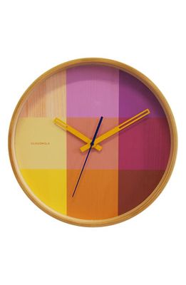 CLOUDNOLA Riso Wooden Wall Clock in Pink/Yellow