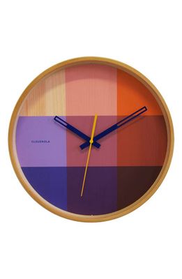 CLOUDNOLA Riso Wooden Wall Clock in Red/Blue