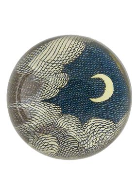 Clouds and Crescent Moon Dome Paperweight