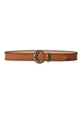 Clover Contrast-Stitched Leather Belt