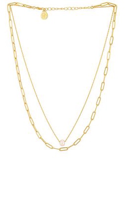 Cloverpost Roland Pearl Necklace in Metallic Gold.