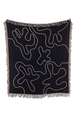 CLR SHOP Dancing Shapes Throw Blanket in Black And White