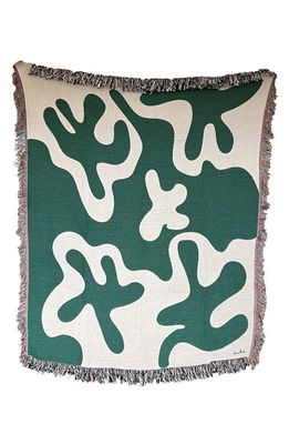CLR SHOP Dancing Shapes Throw Blanket in Forest Green