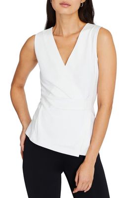 Club Monaco Sleeveless Wrap Front Knit Top in White/Blanc