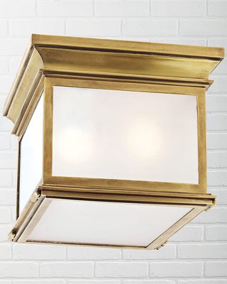 Club Small Square Frosted Glass Flush Mount