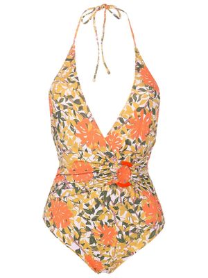 Clube Bossa floral-print halterneck swimsuit - Orange