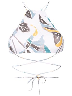 Clube Bossa leaf-print halter-neck bikini-top - Neutrals