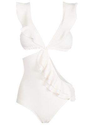 Clube Bossa ruffled cut-out swimsuit - White