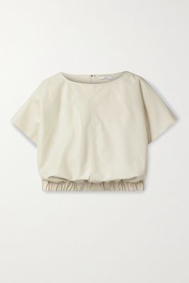 Co - Cropped Leather Top - Cream
