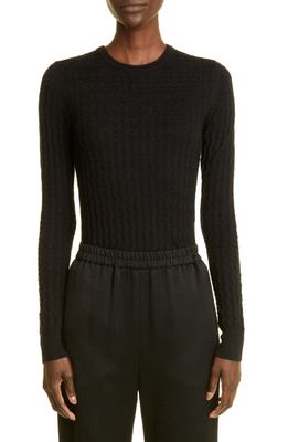 CO Featherweight Waffle Stitch Cashmere Sweater in Black