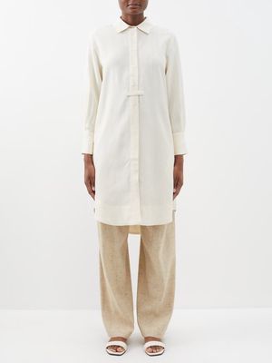 Co - Half-button Crepe Shirt Dress - Womens - Ivory