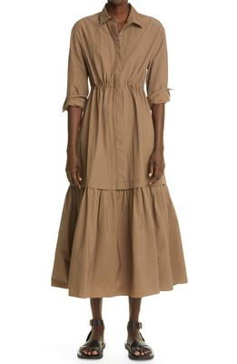 CO Long Sleeve Tiered Dress in Taupe