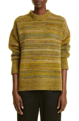 CO Oversize Marled Stripe Cashmere Sweater in Green Melange