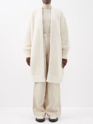 Co - Oversized Longline Alpaca-blend Cardigan - Womens - Ivory
