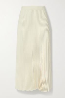 Co - Pleated Twill Midi Skirt - Ivory