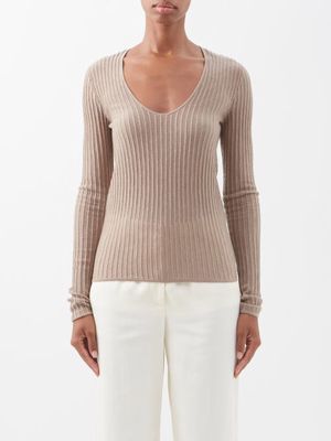 Co - Scoop-neck Cashmere Sweater - Womens - Oatmeal