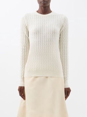 Co - Waffle-knit Cashmere Sweater - Womens - Cream