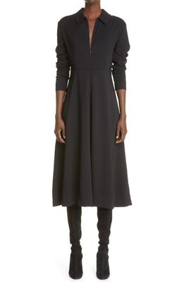 CO Zip Front Long Sleeve Shirtdress in Black