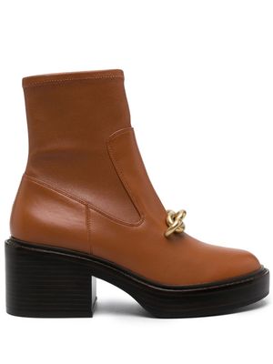Coach 75mm chain-link detailing leather boots - Brown