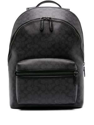 Coach Charter logo-print leather backpack - Grey