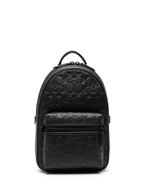 Coach Charter monogram-debossed leather messenger bag - Black
