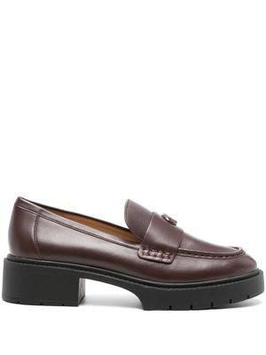 Coach Leah 45mm logo-plaque leather loafers - MPL MAPLE