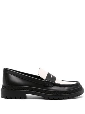 Coach logo-embossed trim leather loafers - Black