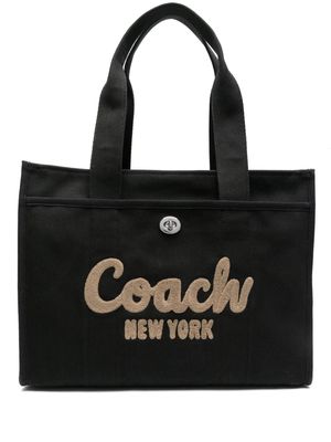 Coach logo-embroidered canvas tote bag - Black