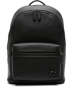 Coach logo-plaque leather backpack - Black