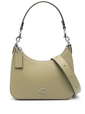 Coach logo-plaque leather tote bag - Green