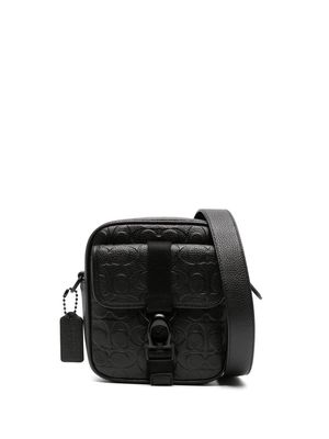 Coach monogram-debossed leather messenger bag - Black