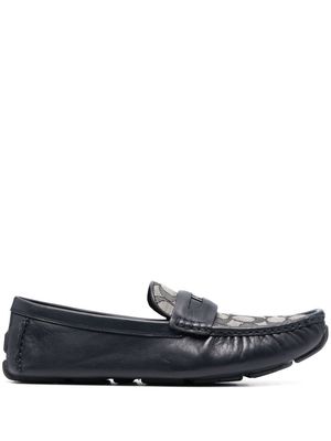 Coach monogram-embroidered leather loafers - Blue