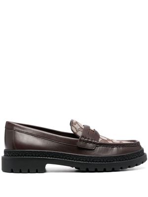 Coach monogram jacquard loafers - Brown