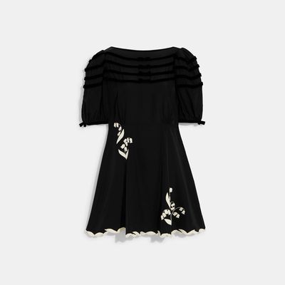 Coach Outlet Babydoll Dress With Velvet Bows - Black