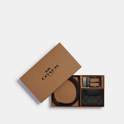 Coach Outlet Boxed Card Case And Belt Gift Set In Colorblock Signature Canvas - Multi
