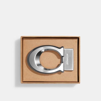 Coach Outlet Boxed Sculpted Signature Belt Buckle - Grey