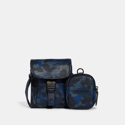 Coach Outlet Charter North/South Crossbody With Hybrid Pouch With Camo Print - Blue