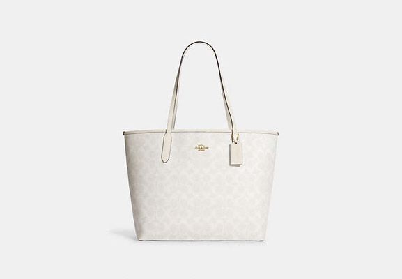 Coach Outlet City Tote Bag In Signature Canvas - White