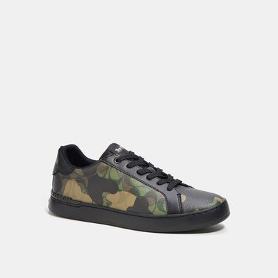 Coach Outlet Clip Low Top Sneaker In Signature Canvas With Camo Print - Green