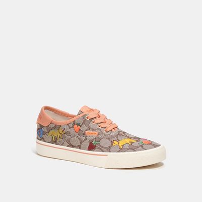 Coach Outlet Coach X Observed By Us Skate Lace Up Sneaker In Signature Jacquard - Brown/Orange