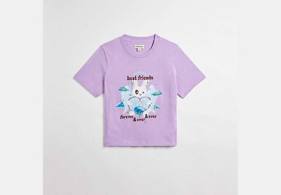 Coach Outlet Cropped Tee: Best Friends Bunny - Purple